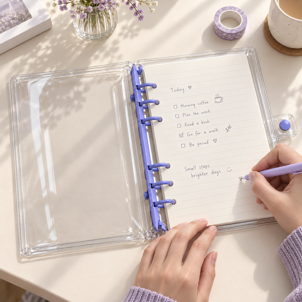 A6 Clear PVC 6-Ring Binder
